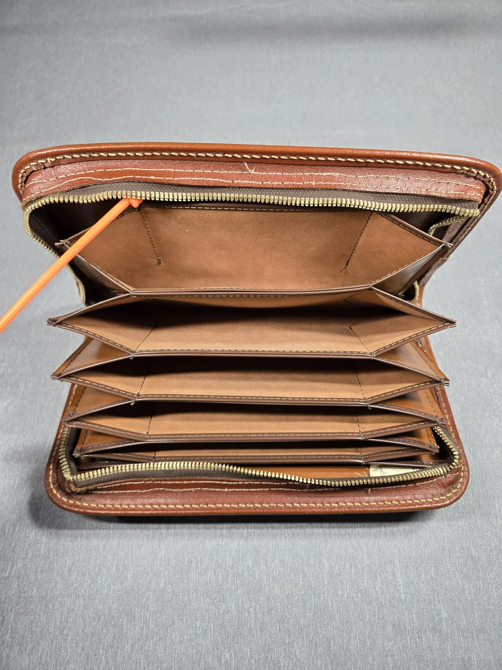 Vintage Carlton Leather Accordion Multi-Pocket Wallet Clutch Made in USA
